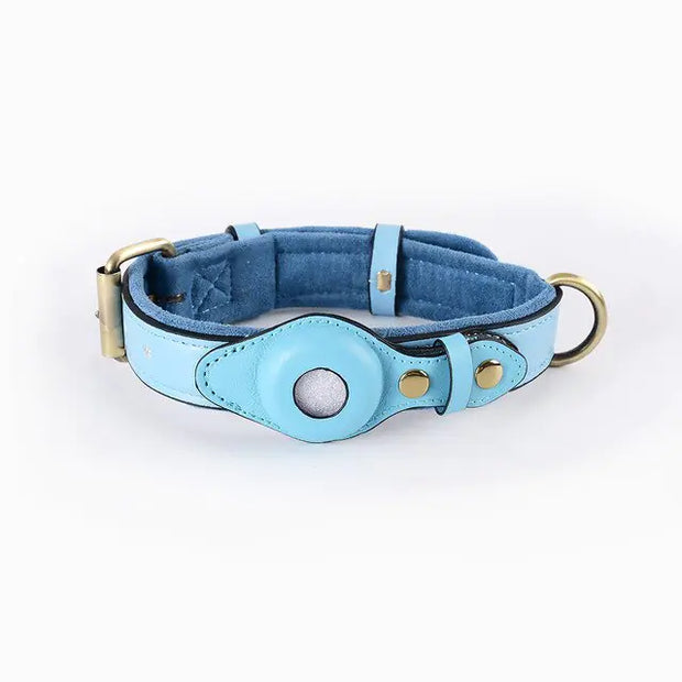 Genuine Leather Airtag Dog Collar - Sentipet®